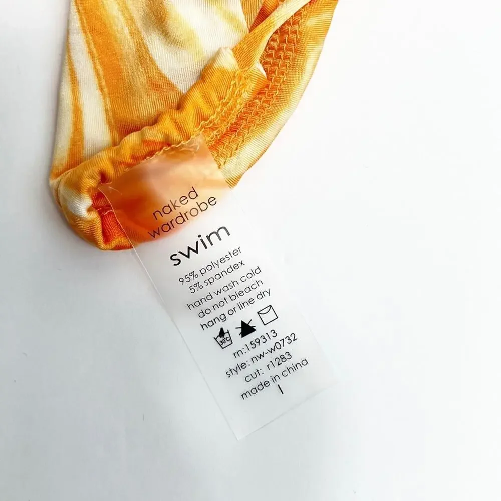 NAKED WARDDROBE DREAMSICLE LARGE ORANGE TWO PIECE BIKINI SET NEW